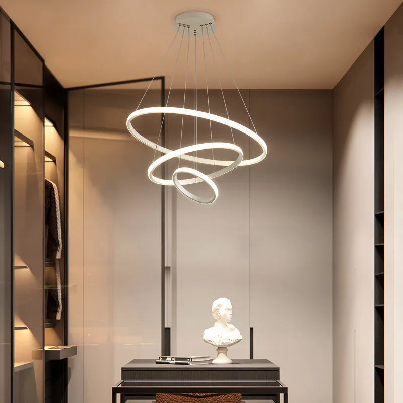Artfan lighting Black Ring LED Pendant Chandelier for Living Room, Dining Room, Kitchen
