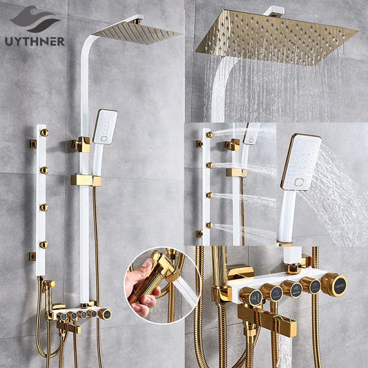 Artfan 5-Function Shower Faucet Set with Rain Shower Head, Hand Shower, and Bathtub Spout