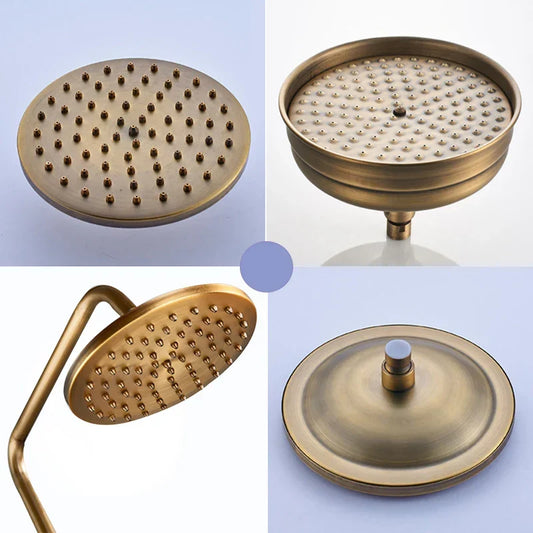 Artfan Antique Brass Shower Faucet Set with 8'' Rainfall Head & Swivel Spray