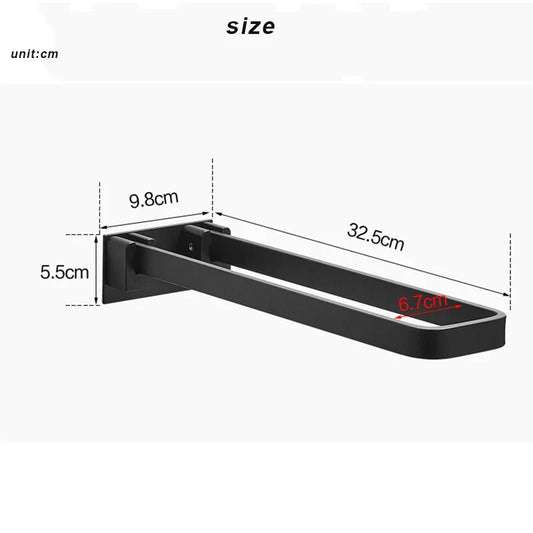 Artfan lighting Black Aluminum Bathroom Towel Rack - Single Layer Wall Mounted Towel Bar