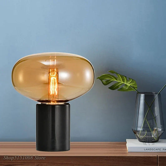 Artfan Amber Glass Table Lamp for Modern Living Spaces