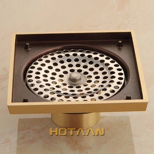 Artfan Antique Brass Flower Art Bathroom Floor Drain Waste Grate