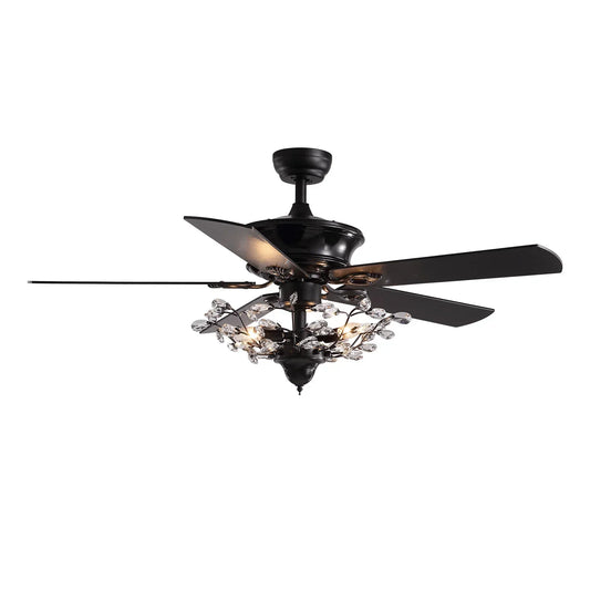 Artfan 52" Luxury Crystal Ceiling Fan with Lights, Remote Control, DC Motor Wood Fan