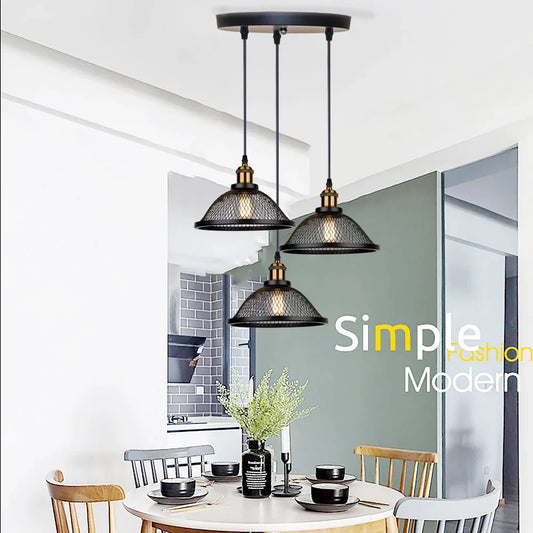 Artfan lighting Black Iron Net-Cage Pendant Light Fixture for Kitchen, Bedroom, Living Room, Restaurant
