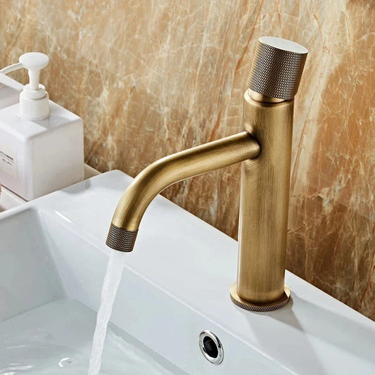 Artfan Antique Bronze Basin Faucet Hot & Cold Deck Mounted Brass Mixer Tap
