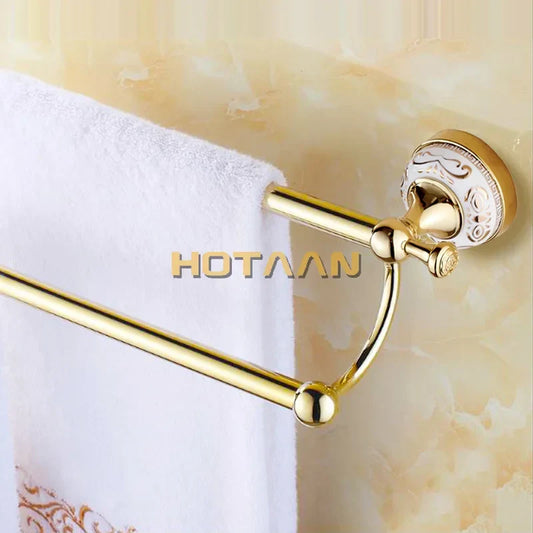 Artfan 60cm Double Towel Bar with Ceramic Gold Finish for Bathroom Accessories.