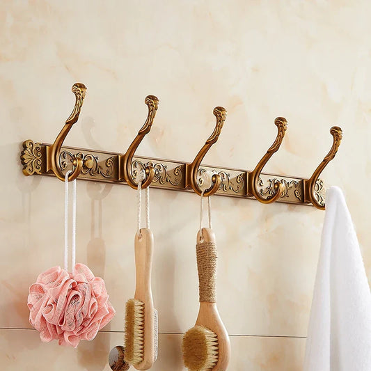 Artfan Antique Bronze Carved Robe Hook Towel Hanger for Bathroom and Kitchen
