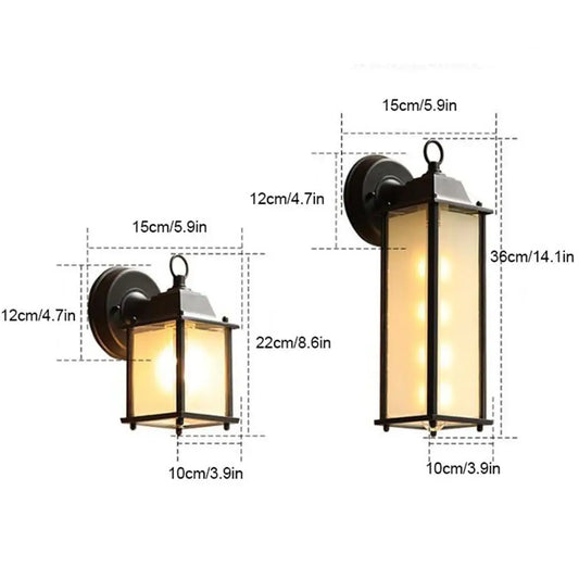 Artfan lighting Black Finish Wall Lantern with Frosted Glass Shade for Outdoor Use