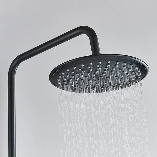 Artfan lighting Black Thermostatic Shower Faucet Set Chrome Wall Mount Rainfall Mixer Tap