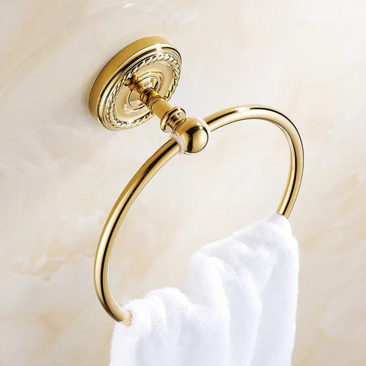 Artfan Antique Brass Towel Ring Wall Mounted Rack Shelf Bathroom Towel Holder