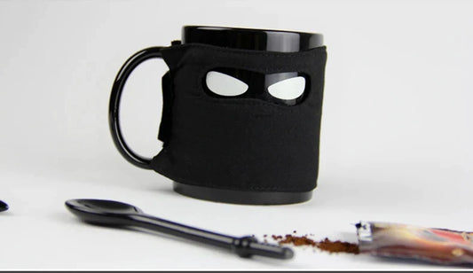 Artfan lighting Black Ninja Mug, Unique Ceramic Tea Cup, Creative Novelty Gift