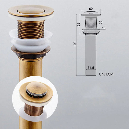 Artfan Antique Brass Vessel Sink Drain Strainer, Pop Up Stopper for Lavatory Basin