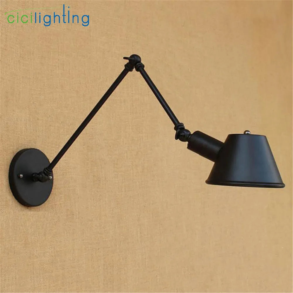 Artfan Antique Metal Shade Double Swing Arms Wall Lights for Home Office Study