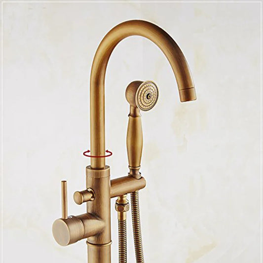 Artfan Antique Brass Tub Faucet Swivel Spout Filler Hot Cold Mixer Tap