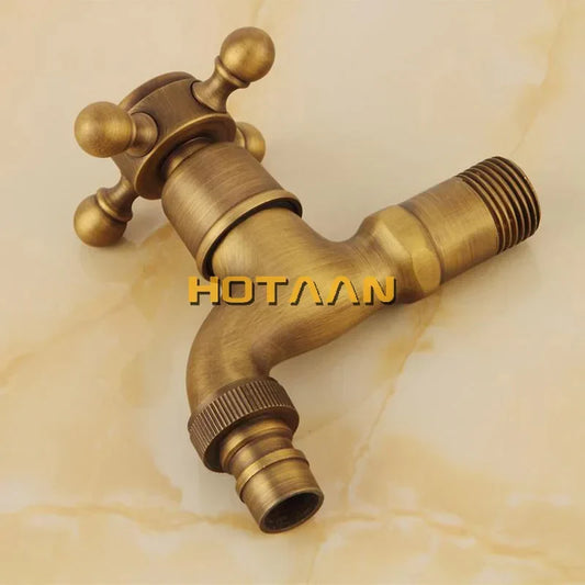 Artfan Antique Brass Finish Wall Mount Garden Bibcock Faucet