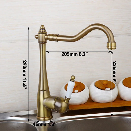 Artfan Antique Bronze Kitchen Faucet Swivel Spout Basin Tap 360 Rotatable Mixer Taps