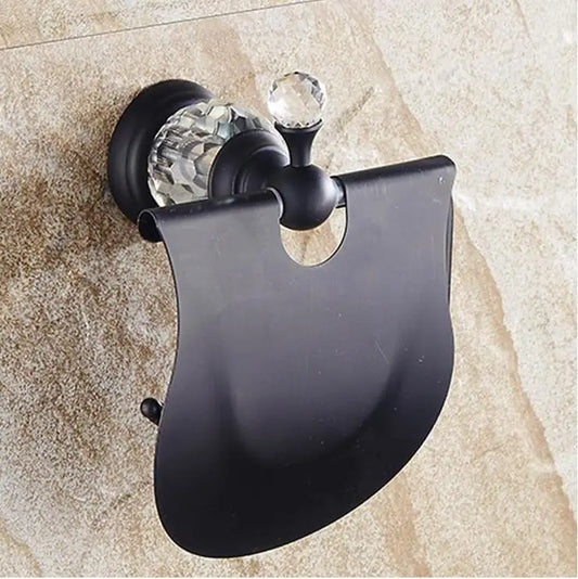 Artfan lighting Black Brass & Crystal Bathroom Accessories Set - Towel Rack, Towel Bar, Paper Holder, Soap Dish, Cup Holder, Toilet JM251