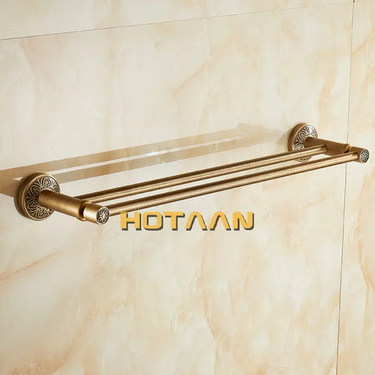 Artfan Antique Brass Double Towel Bar/Towel Holder - Solid Aluminium - Bathroom Accessory