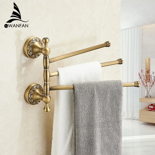 Artfan Antique Brass Towel Rack 4-Tier Bathroom Wall Shelf Holder Bars Pants Hanger