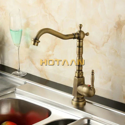 Artfan Antique Brass Kitchen Faucet 360° Swivel Basin Sink Mixer Tap YT-6025