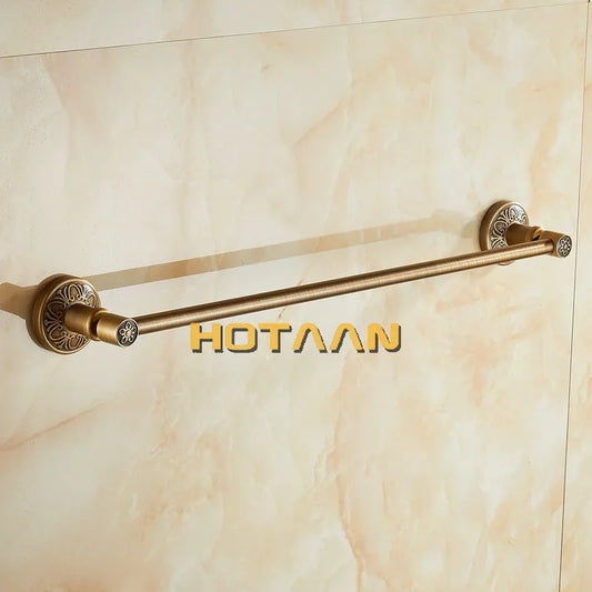 Artfan Antique Brass Single Towel Bar, Wall Mounted Bathroom Holder