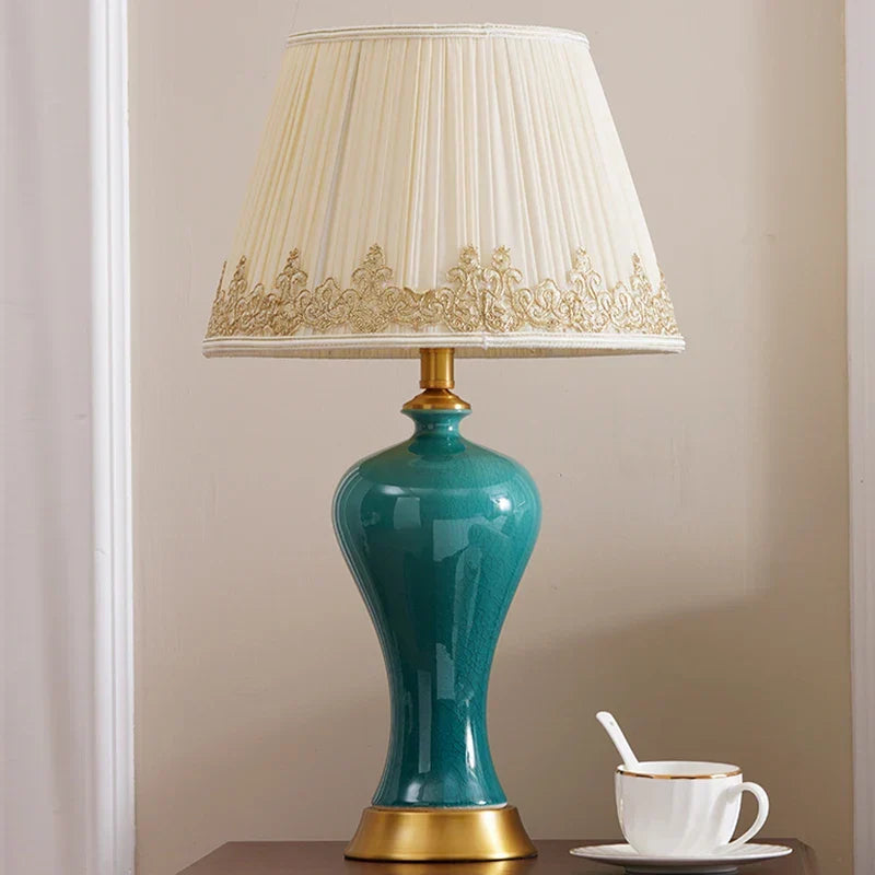 Artfan American Luxury Ceramic Table Lamp - European Style Bedroom Bedside Light