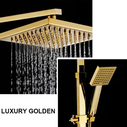 Artfan 8" Square Rainfall Shower Faucet Set with Handshower - Wall Mount Single Handle