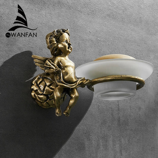 Artfan Angel Style Gold Soap Dish Holder for Bathroom Wall Mounted