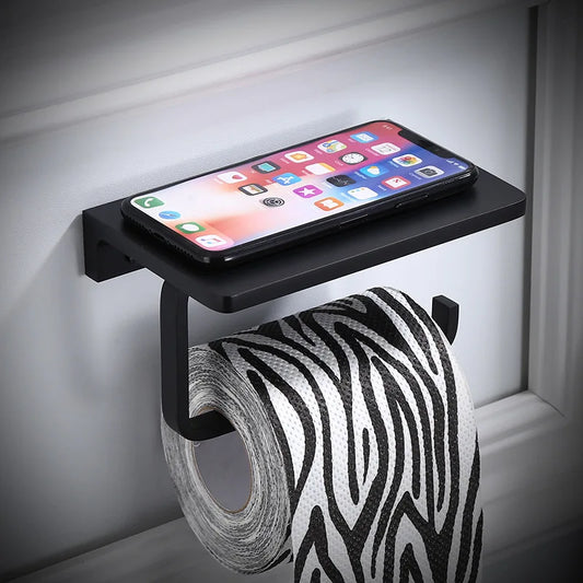 Artfan Aluminum Bathroom Paper Holder with Phone Holder and Wall Mount