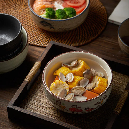 Artfan 6/7 Inch Ceramic Ramen Bowl - Large Soup Noodle Bowl for Kitchen and Hotel Use
