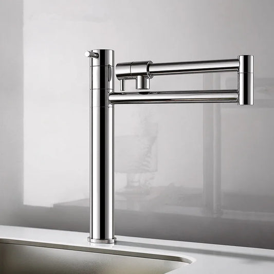 Artfan 360 Degree Chrome Foldable Kitchen Faucet Hot Cold Sink Mixer, Brass Deck Mounted