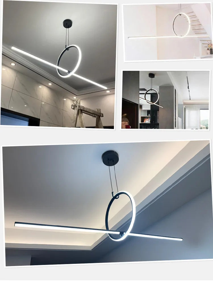 Artfan lighting Black LED Ceiling Chandelier with Remote Control for Modern Minimalist Home Decor