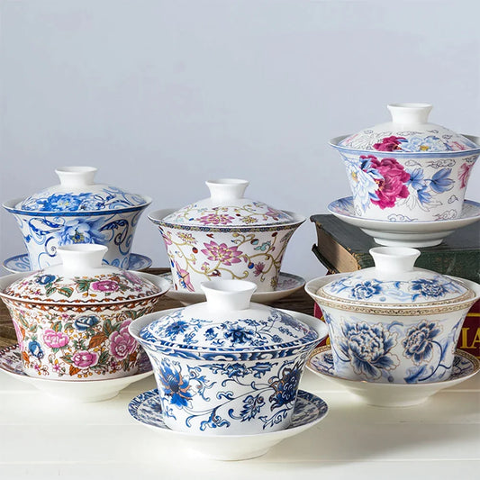 Artfan 350ml Ceramic Gaiwan Porcelain Tea Cup Set