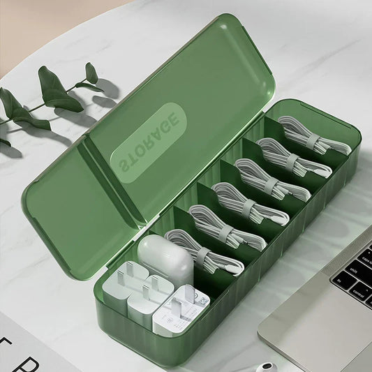 Artfan Cable Box: Desk Organizer for Charger, Cord, Phone | Storage with Cover