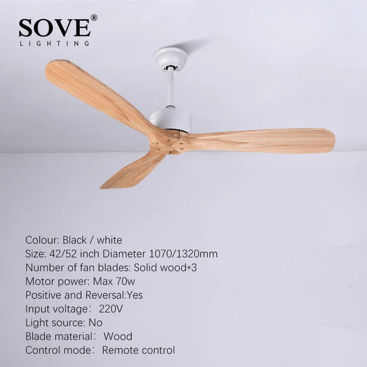 Artfan 52-Inch Vintage Wooden Ceiling Fan with Remote Control for Home and Loft