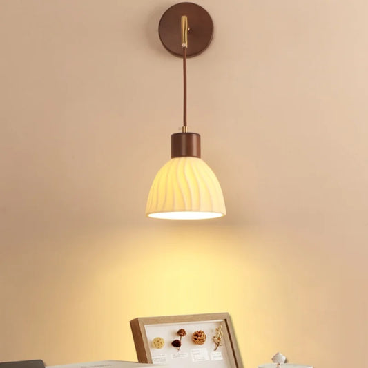 Artfan Adjustable LED Wall Light Fixture with Ceramic Wood Base for Home Decor