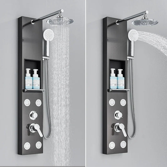 Artfan Rainfall Shower Panel with Storage Rack and Massage Jets