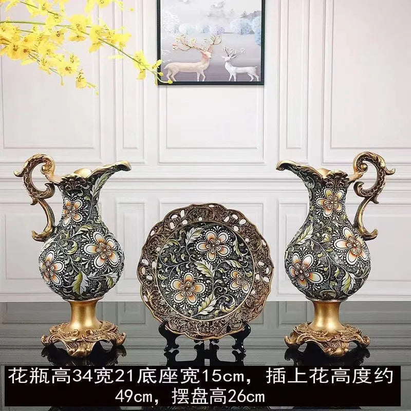 Artfan Resin Vase Dried Flowers Arrangement for Living Room Decor