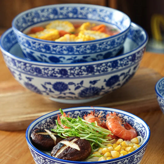 Artfan lighting Blue and White Retro Ceramic Soup Noodle Bowl