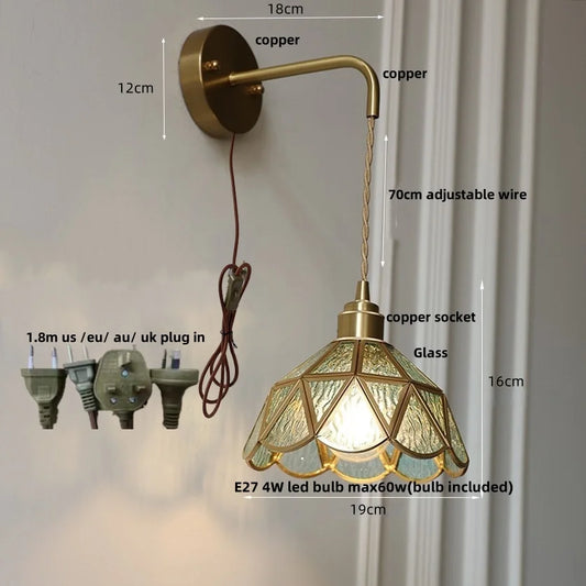 Artfan Amber Glass LED Wall Light for Bedroom & Staircase - Modern Nordic Plug-In Fixture