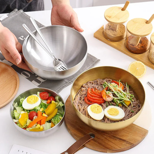 Artfan Stainless Steel Mixing Bowls Set for Soup Salad Noodle Ramen Rice