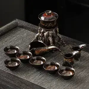 Artfan Dragon Teapot & Magnetic Rotating Tea Set, Chinese Kung Fu Teaware