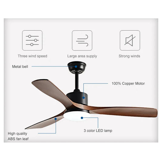 Artfan lighting Black Walnut Grain Ceiling Fan with LED Light & Remote Control