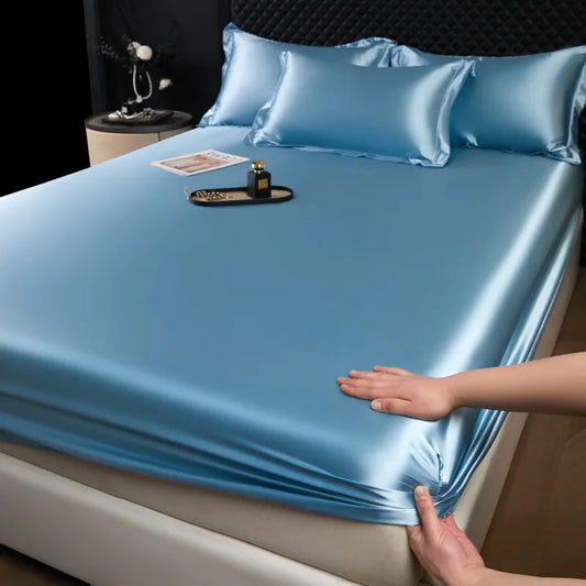 Artfan 100% Mulberry Silk Fitted Sheet Set with Pillowcase - Luxury Solid Color Silk Bed Linen