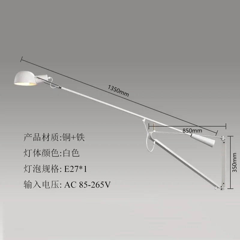 Artfan Adjustable LED Wall Lamp Swing Arm Modern Light Fixture Black/White for Living Room