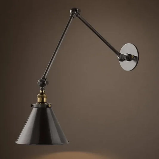 Artfan lighting Black Umbrella Lampshade Adjustable Wall Lights for Cafe, Study & Living Room