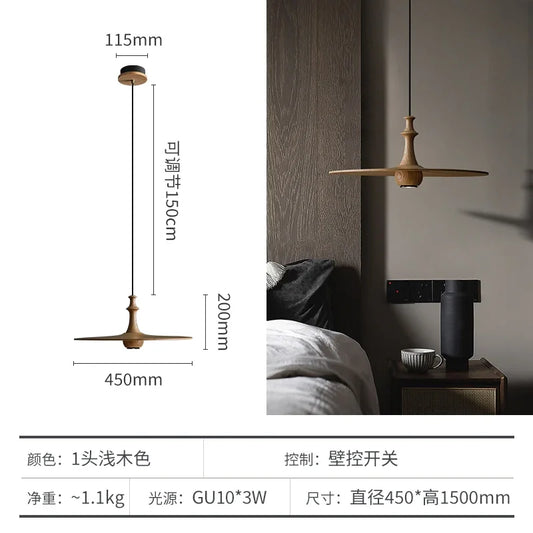 Artfan lighting Black Solid Wood Saucer Pendant Lights, LED GU10, Minimalist Design