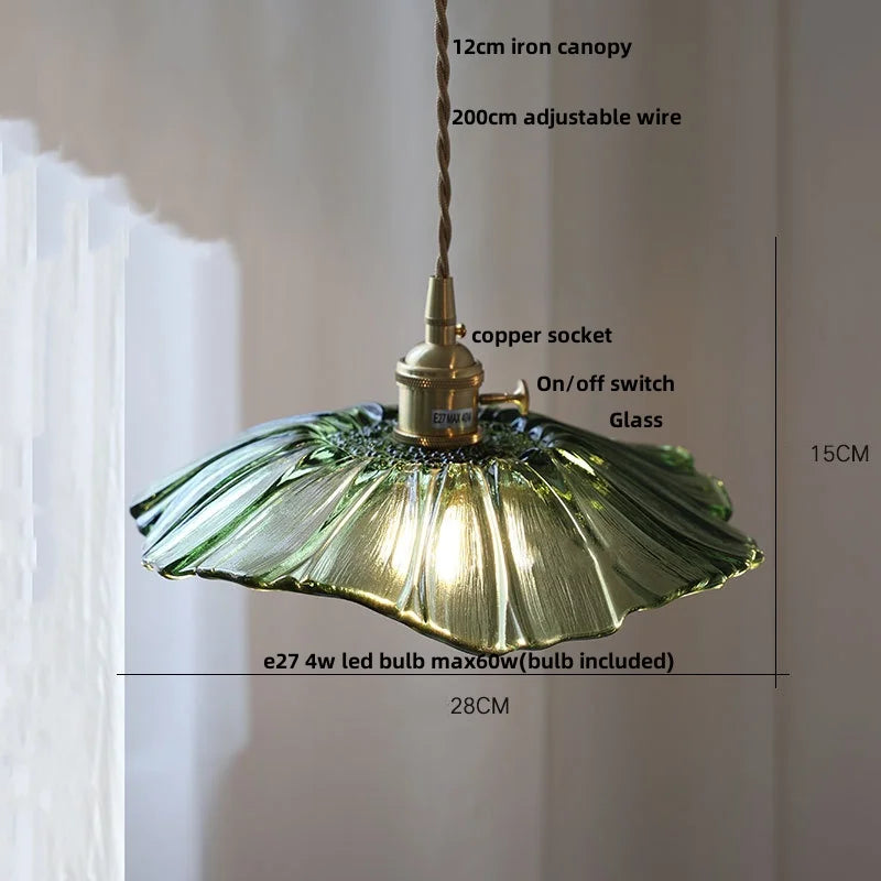 Artfan Amber Flower Glass LED Pendant Lights for Home Decor