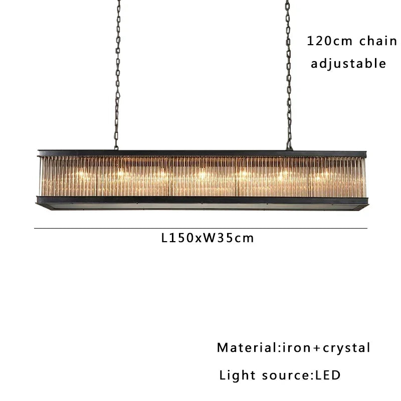 Artfan lighting Black Crystal Glass Rectangle Chandeliers for Dining Room - Luxury Retro Hanglamp
