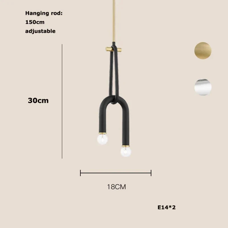 Artfan lighting Black Aluminum Tube Dimmable LED Chandelier with U-Shaped Design